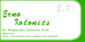 erno kolonits business card
